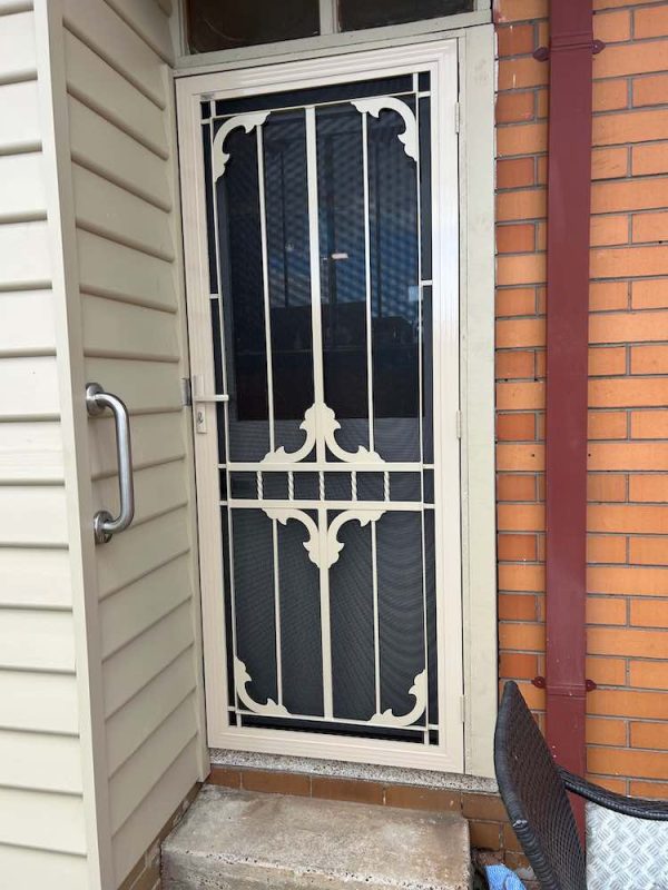 steel grille security door cream colour